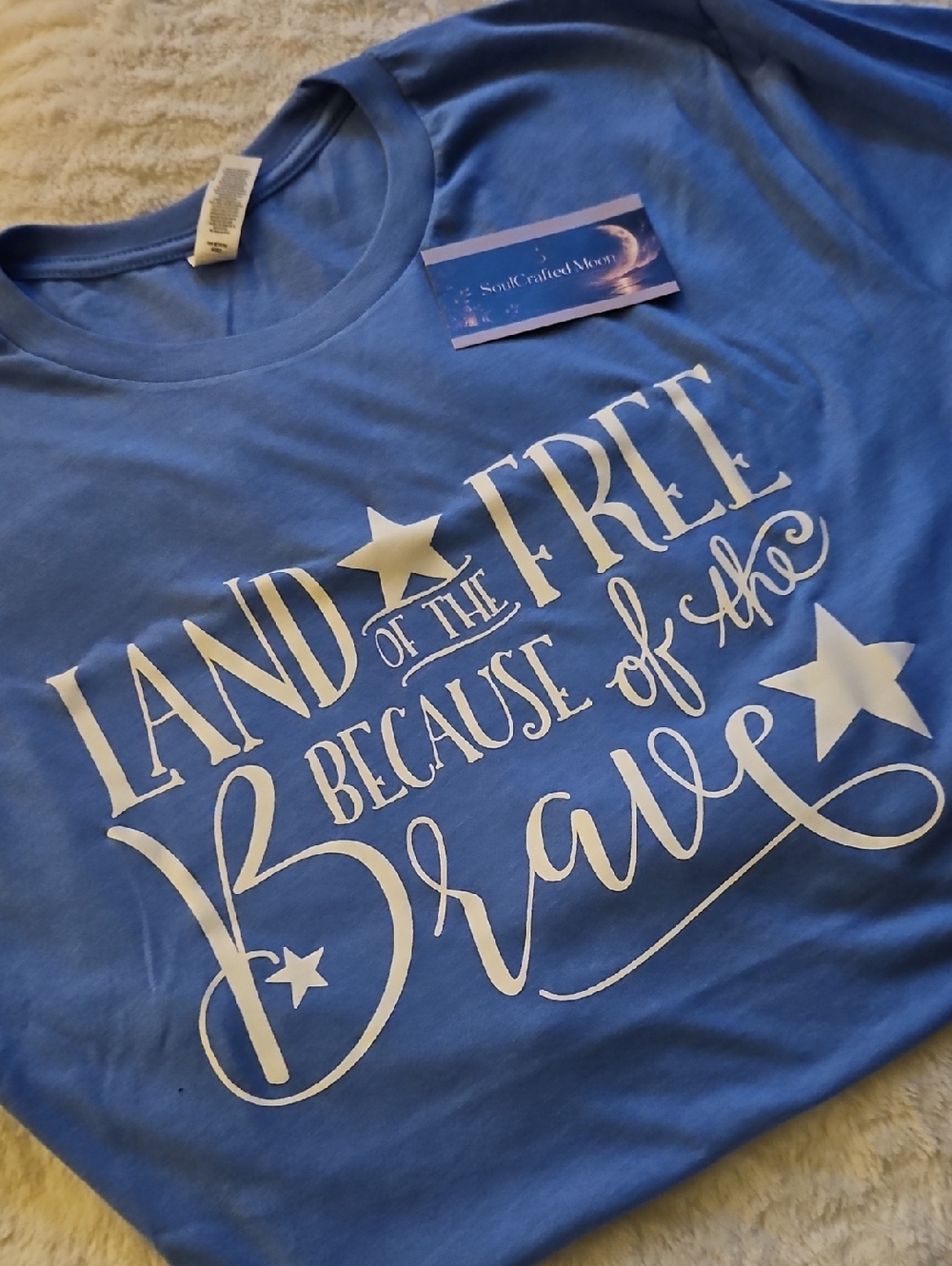 Women's Blue Short-Sleeve Graphic Tee - 'Land of the Free'